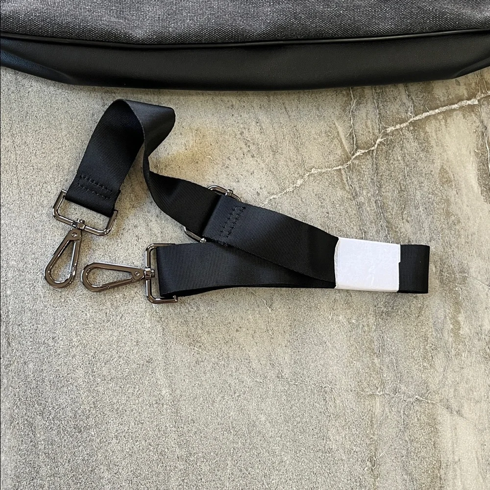 🖤 NWT John Varvatos Laptop Bag Black Grey Canvas faux leather crossbody strap